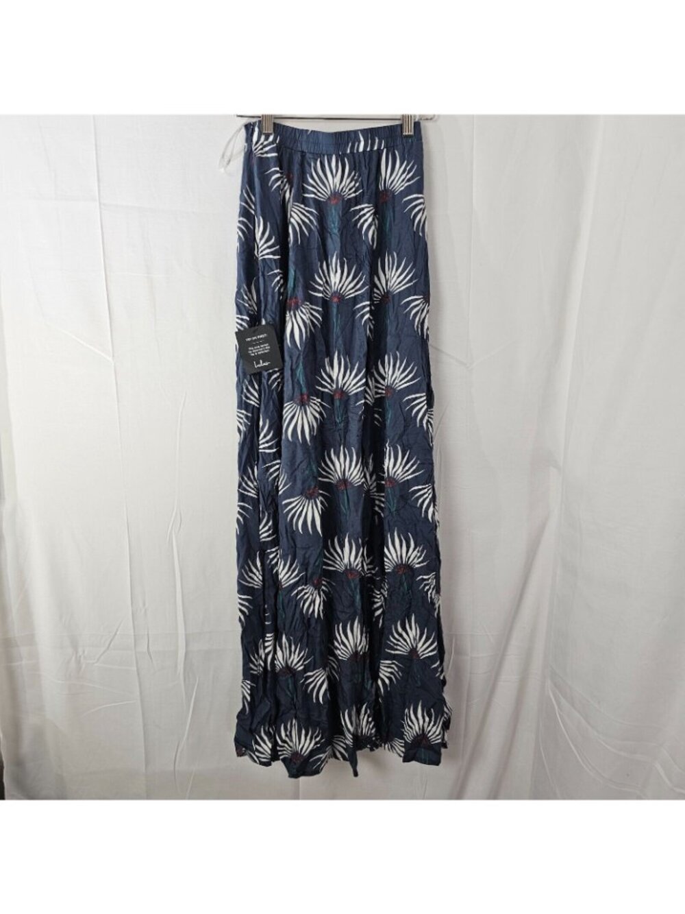 NWT Lulus Maxi Skirt Womens XXS Blue Floral Side Slits Full Length Elastic Waist - Picture 2 of 13